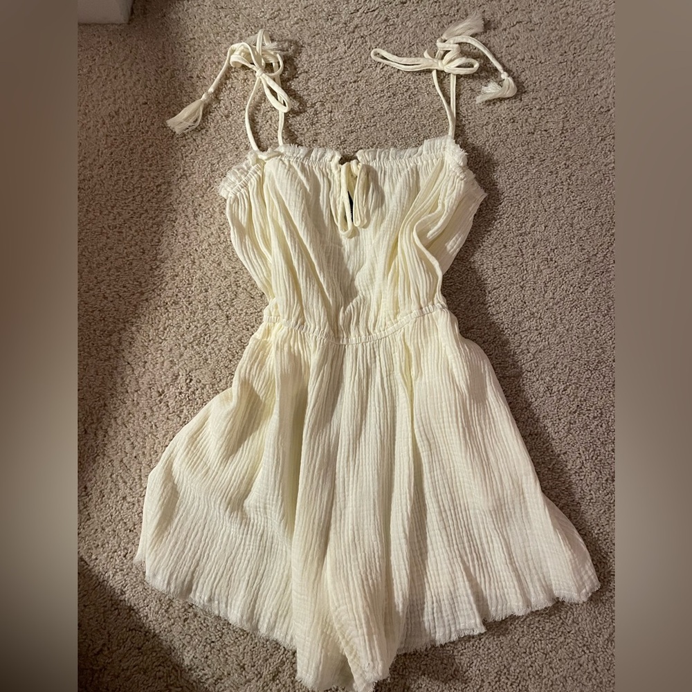 Cream boho mini romper
